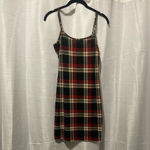 SHEIN Red Black Plaid Spaghetti-Strap Mini Dress